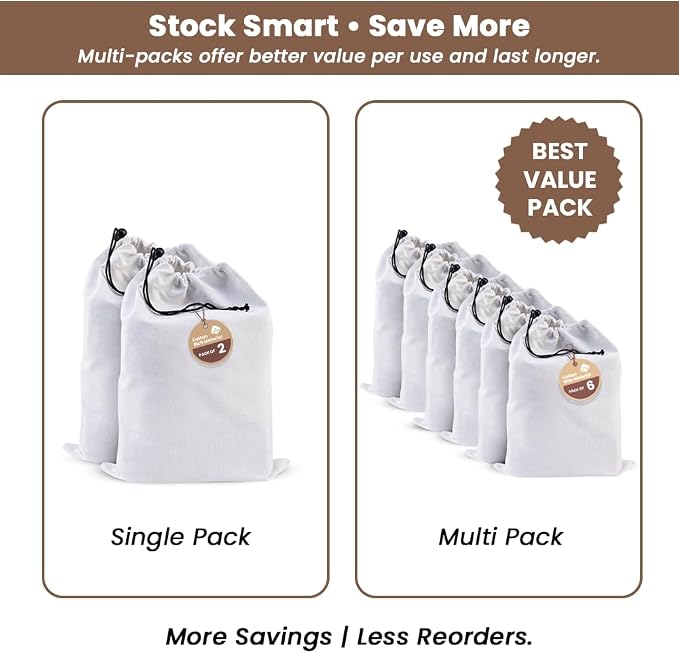 LFH Cotton Rich Shoe Storage Bags with Drawstring, Dustproof Breathable Reusable Organizer, Perfect For Travel, Dorm, Hotel, College, Gym, Easy to Carry, Machine Washable 12"x17" (Pack of 2) - White - Image 10