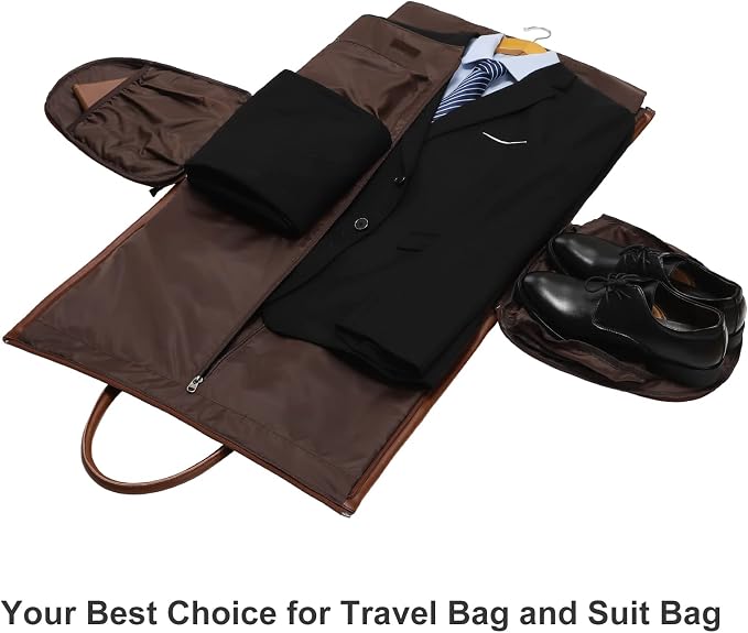 Garment Bags for Travel, 45L Carry-On Convertible Duffle with Strap | 2-in-1 hanging suit bag converts to duffel, shoe compartment, waterproof PU leather, wrinkle-free, detachable strap - Image 6