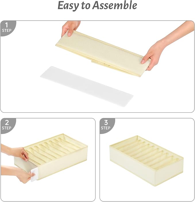4 Packs T-shirt Drawer Organizers for Clothing,10 Grids Compartment Wardrobe Storage Box, Washable Clothes Organizer for Folded Clothes, T-shirt, Legging-Beige - Image 5