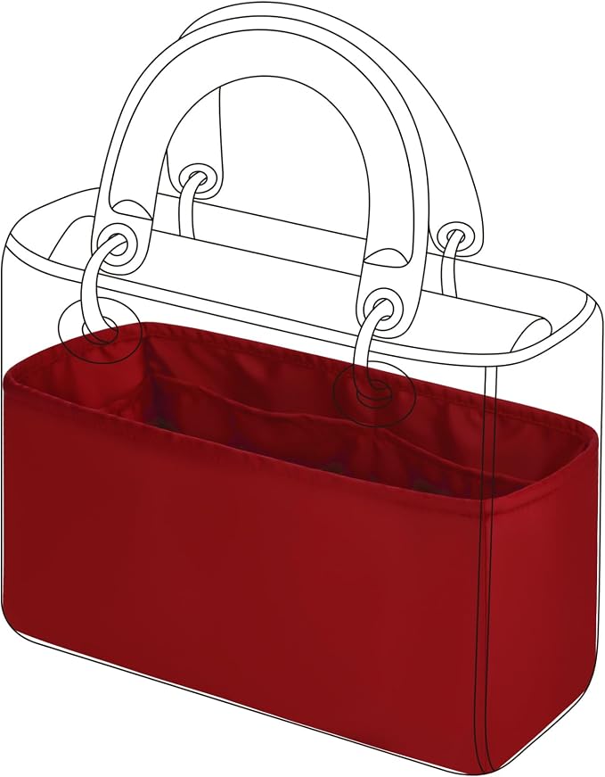 DGAZ Silk Purse Organizer Insert For Lady-Dior Micro/Mini/S/M/L bags，Silky Smooth Bag Organizer，Luxury Handbag & Tote Shaper（Wine Red，M） | Soft and Lightweight,Perfect Fit,Multi-pocket Storage,Bag Protector,Luxury Bag Care,Handmade,for Smooth Bag Organ... by DGAZ