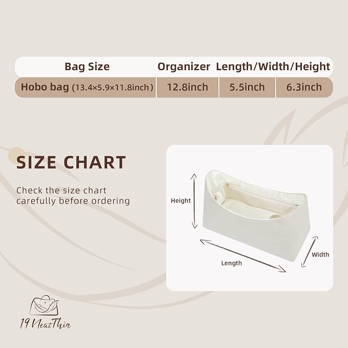 Lightweight Bag Insert for Bohème Hobo, Side Zipper, Nata | Bottle Holder and Side Zip, Smooth Satin Interior, Easy-Care Outer Surface, Multiple Color Options, Structured Yet Flexible - Image 2