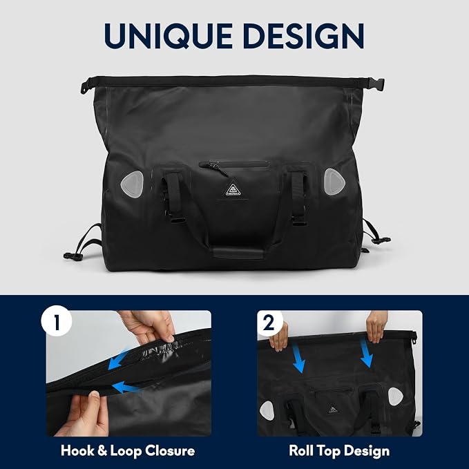 Haimont Waterproof Duffel Bag Roll-top Dry Duffel Bag with Quick-fixed Straps for Motorcycling, Rafting, Boating, SUP, Kayaking, Travel, 50L/70L - Image 8