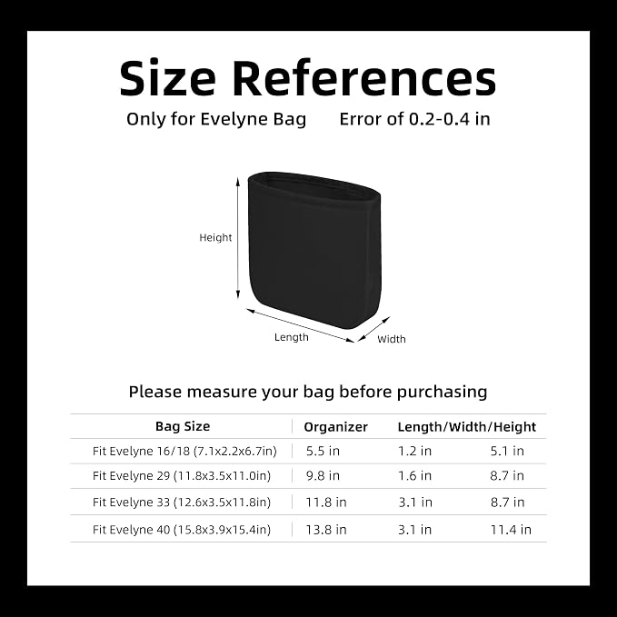 DGAZ Silk Purse Organizer Insert for Evelyne Bag(Black,PM) | Soft and Lightweight,Perfect Fit,Multi-pocket Storage,Bag Protector,Luxury Bag Care,Handmade,for Smooth Bag Organizer - Image 6