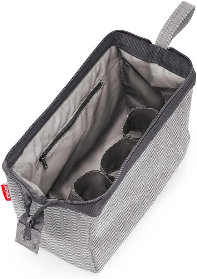 reisenthel travelcosmetic Strong Robust and Practical Travel Cosmetic Bag, Hand Strap, Water-Repellent Material, Herringbone Grey, Herringbone - Image 3