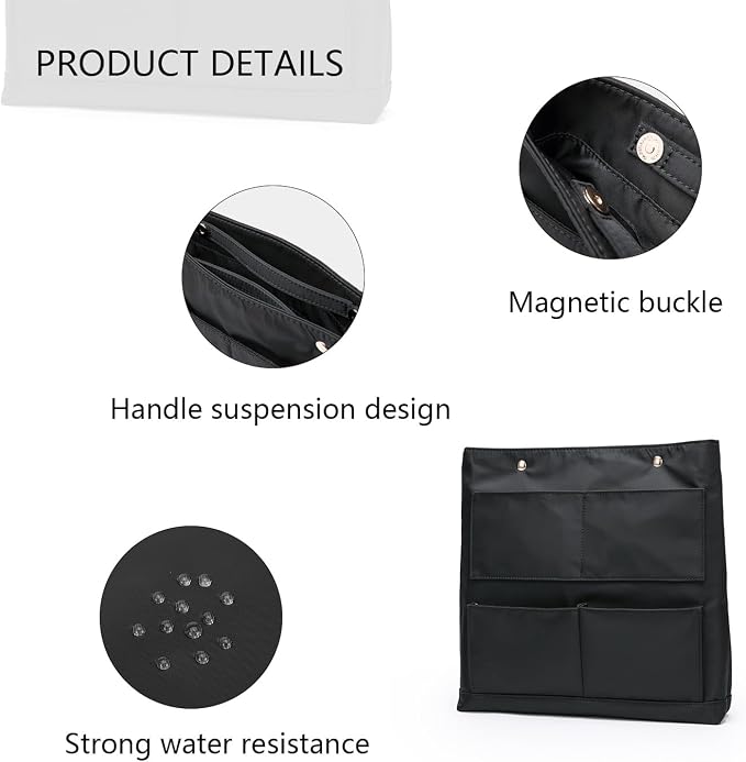 Lightweight Handbag Organizers Insert with Multiple Pockets - Handbag Organizer for Storage and Organization, Cosmetic Bag (Nylon-black,L) - Image 3