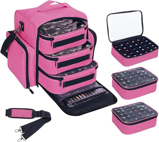 Nail Polish Organizer Case Hold 90 Bottles with 3 Detachable Bag,Red | Portable Travel Storage Box Designed for Women's Nail Tools, Essential Oils and Cosmetics Sets by UOZL