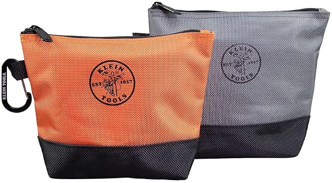 Klein Tools 55470 Utility Bag, Stand-Up Zipper Tool Bags, Tough 1680d Ballistic Weave, Reinforced Bottoms, Orange/Black, Gray/Black, 2-Pack by KleinTools