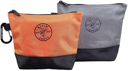 Klein Tools 55470 Utility Bag, Stand-Up Zipper Tool Bags, Tough 1680d Ballistic Weave, Reinforced Bottoms, Orange/Black, Gray/Black, 2-Pack by KleinTools