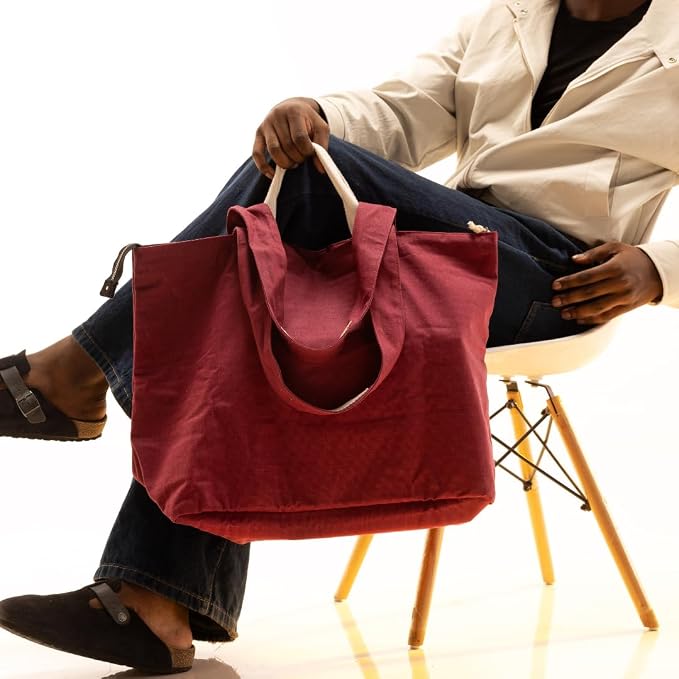 Salt Earth XL Beach Tote Bag for Women – XL Travel Tote with Zipper & Pockets, Oversized Canvas Pool Bag, Weekender Carry-On - Image 7
