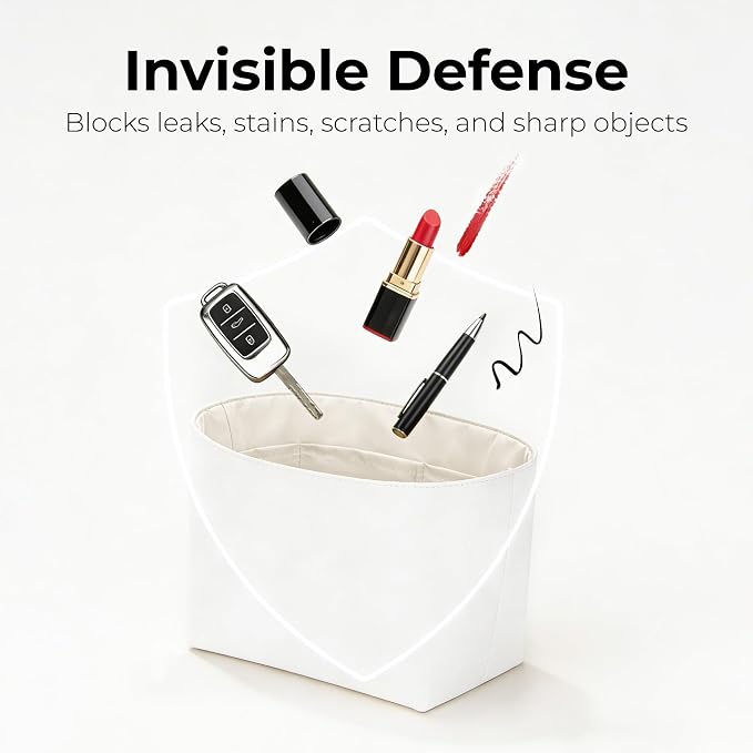 Purse Organizer Insert Compatible with LV All In BB | Handcrafted DuPont™ Tyvek®, Precision 1:1 Custom Fit, Craie w/ Zipper, Keep Bag Clean & Protected for Travel & Commute - Image 6