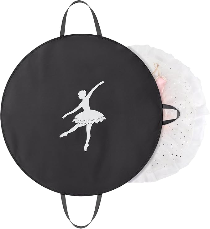 KEEGH Girls Tutu Garment Bag 35 Inch Ballet Tutu Bag, Foldable Dance Costume Garment Bag for Hanging Clothes, Pancake Dance Bag for Dancers with Handle Strap for Travel or Storage, Black by KEEGH