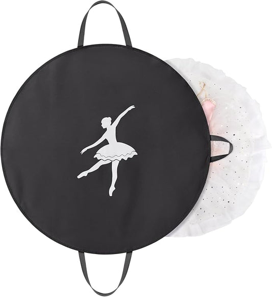KEEGH Girls Tutu Garment Bag 35 Inch Ballet Tutu Bag, Foldable Dance Costume Garment Bag for Hanging Clothes, Pancake Dance Bag for Dancers with Handle Strap for Travel or Storage, Black by KEEGH