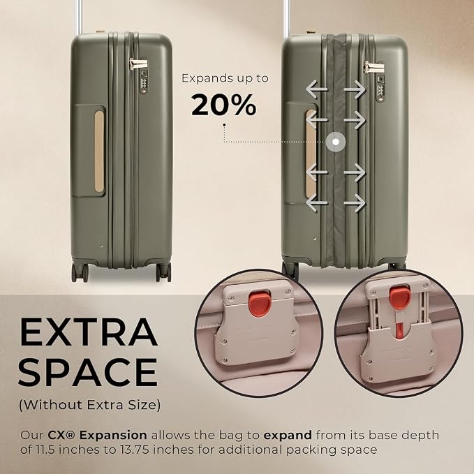 Briggs & Riley 27" Medium Expandable Spinner - Checked Luggage for Travel, Suitcases with Wheels, Hardside Rolling Bag for Men & Women, Self-Repairing Zipper - Sympatico Collection, Olive - Image 3