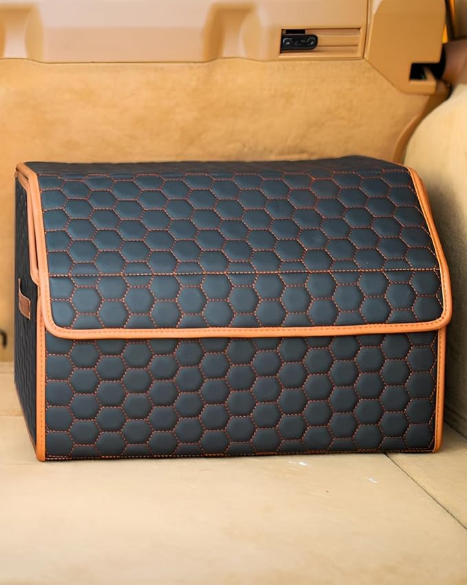 Owleys Foldable Trunk Organizer for Car Storage - Collapsible Auto Trunk Organizer With Lid - Trunk Organization (21.6 inch, Hexy) by OwleysCarAccessories