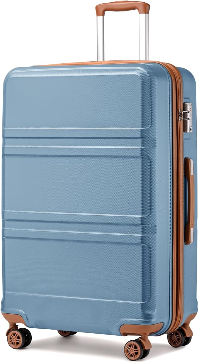Kono 28 Inch Luggage Expandable Suitcase with Spinner Wheels TSA Lock | Lightweight PC+ABS Hardside Large Checked Luggage Durable Rolling Suitcase Apricot Blue by Kono