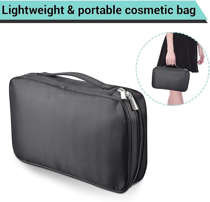 BYOOTIQUE Makeup Brush Bag Organizer Portable Multi Brush Holder Hand Bag | Travel Makeup Artist Bag,Cosmetic Organizer Pouch Zipper Bag,with Removable Mesh,for Brushes Cosmetics,Black - Image 3