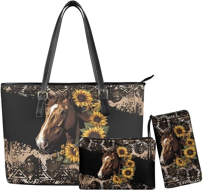 Women Purse Handbags Wallet Sets Leather Shoulder Tote Bag for Women,Top Handle Purse with Wrist Wallet Bag by Unknown