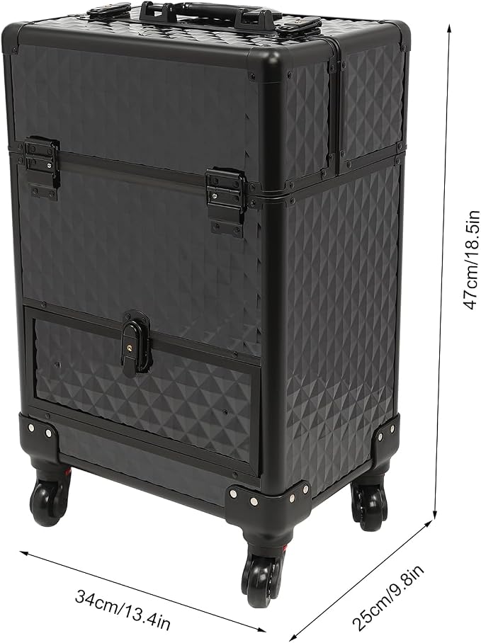 Rolling Makeup Case Cosmetic Train Cases 4 Tray with Sliding Rail Rolling Makeup Cart Cosmetic Trolley 3 Tier Travel Case Salon Barber Case for Makeup Tattooist Nail Tech Hairstylists - Image 2