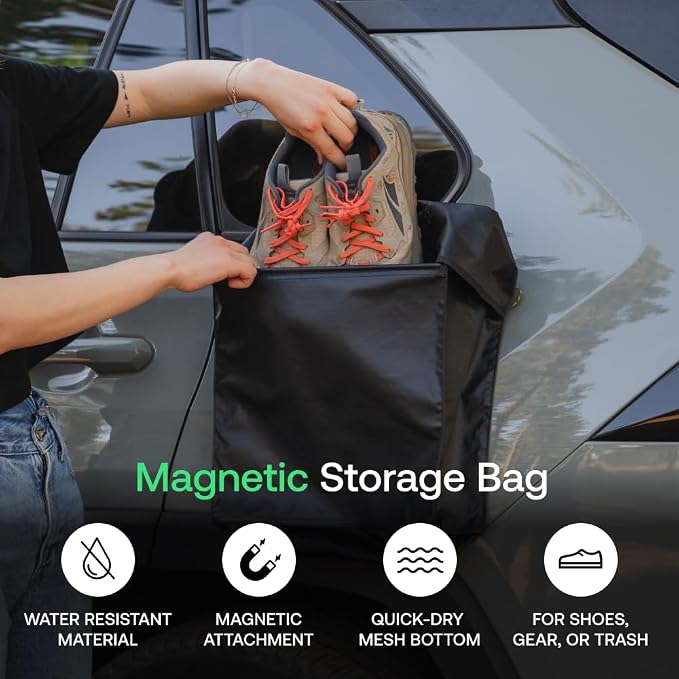 LUNO Magnetic Shoe Bag – Outdoor Car Camping Shoe Storage with Quick-Dry Mesh & Strong Magnetic Mount | Water-Resistant Boot Bag & Gear Organizer for Van Life, Adventures & Wet Gear (Black) - Image 3