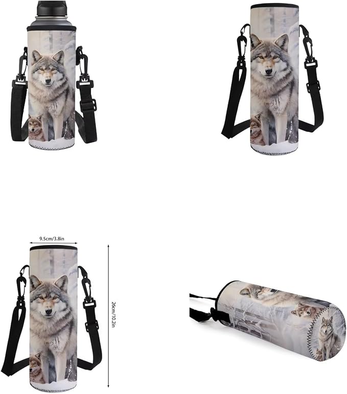 Wolf Backpack for Girls Boys Backpack with Lunch Box Water Bottle Holder and Soft Pencil Case 4PCS Bookbag with Front Pocket for School 17 inch Sturdy School Bag with Side Pocket for Kids - Image 6