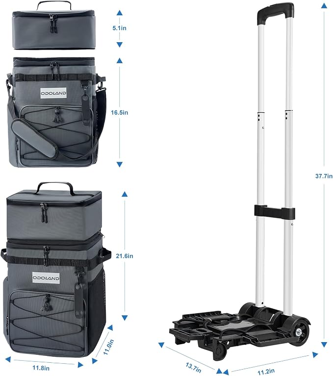 Odoland 72 Can Rolling Cooler Bag with Wheels & Handle, Collapsible Insulated Ice Chest for Beach, Camping & Tailgating - Portable Travel Soft Cooler on Wheels, Collapses for Easy Storage - Image 4
