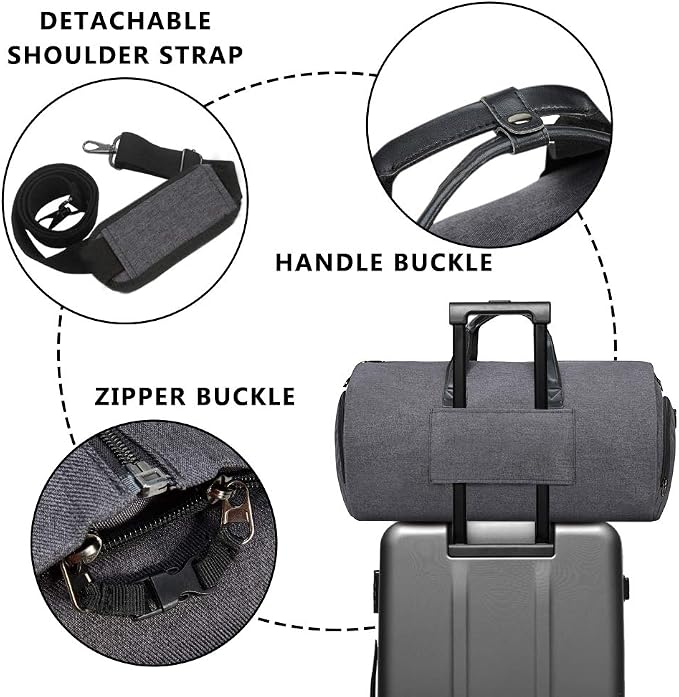 Modoker Convertible Garment Bag with Shoulder Strap, Carry on Garment Duffel Bag for Men Women - 2 in 1 Hanging Suitcase Suit Travel Bags, Black - Image 6