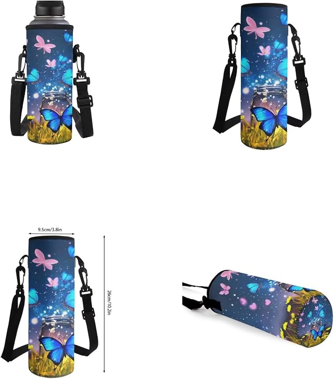 Butterfly Backpack for Girls Kids Backpack with Lunch Box Water Bottle Holder with Strap and Aesthetic Pencil Case 4PCS Set Cute Bookbag with Front Pocket for School Teens 17 inch School Bag - Image 6