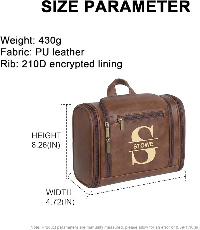 Personalized Leather Toiletry Bag, Brown, Three Layer Structure, Waterproof, Customizable Name Engraving, Travel Organizer for Men, Multi-Occasion Gift (UK1008) - Image 7