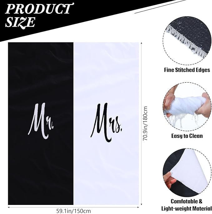 Preboun 14 Pcs Wedding Gifts for Couple Honeymoon Gifts Include Mr and Mrs Beach Towels 20 oz Wine Tumbler Hat Shareable Passport Holder Baggage Tag Glass Bottle Canvas Honeymoon Tote Bag Sleep Mask - Image 2