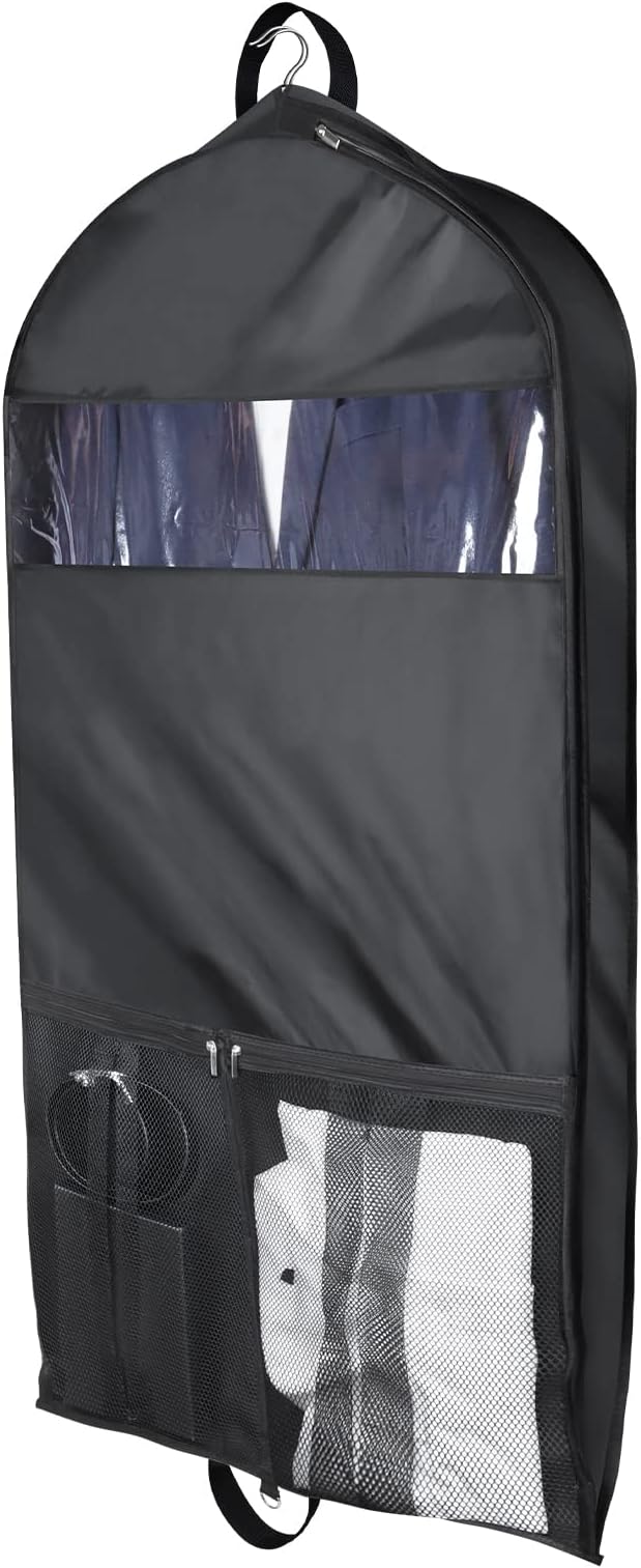 Univivi Garment Bags for Travel and Storage 43" Hanging Suit Bag Clear Suits Cover with Mesh Pockets for Coat, Shirt, Jackets, dresses by Univivi