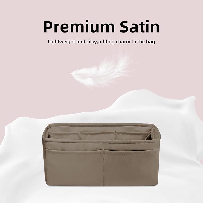 DGAZ Silk Purse Organizer Insert for Birkin Bag(Etoupe grey,BK40) | Soft and Lightweight,Perfect Fit,Multi-pocket Storage,Bag Protector,Luxury Bag Care,Handmade,for Smooth Bag Organizer - Image 2