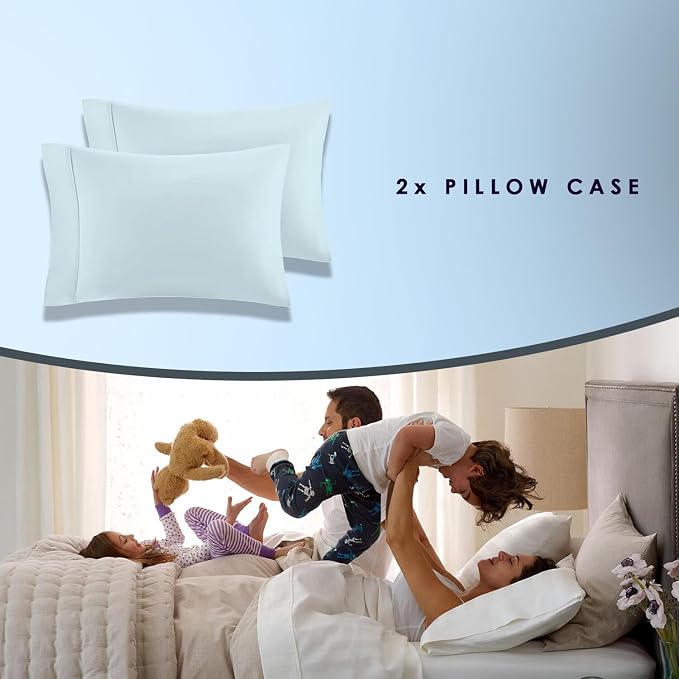 Pizuna Pure 100% Luxury Cotton King Size Pillow Case Baby Blue, 1000 Thread Count 100% Long Staple Cotton Sateen Pillowcase, Pillow Covers with Stylish 4" Hem (Combed Cotton King Pillowcase) - Image 4