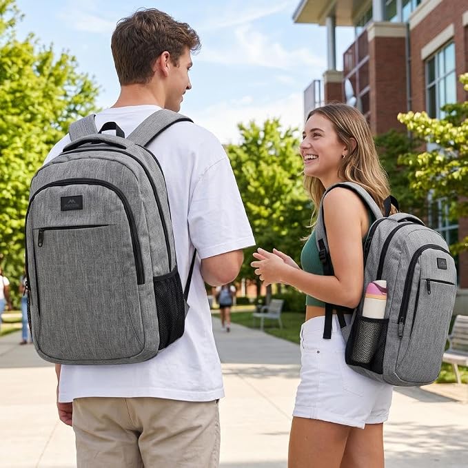 MATEIN Travel Laptop Backpack, 15.6 Inch College School Computer Bag, Grey | Slim Sturdy Business Daypack, Anti Theft Bookbag, Water Resistant, Gift for Men & Women, Personal Item Bag, Mochilas - Image 2
