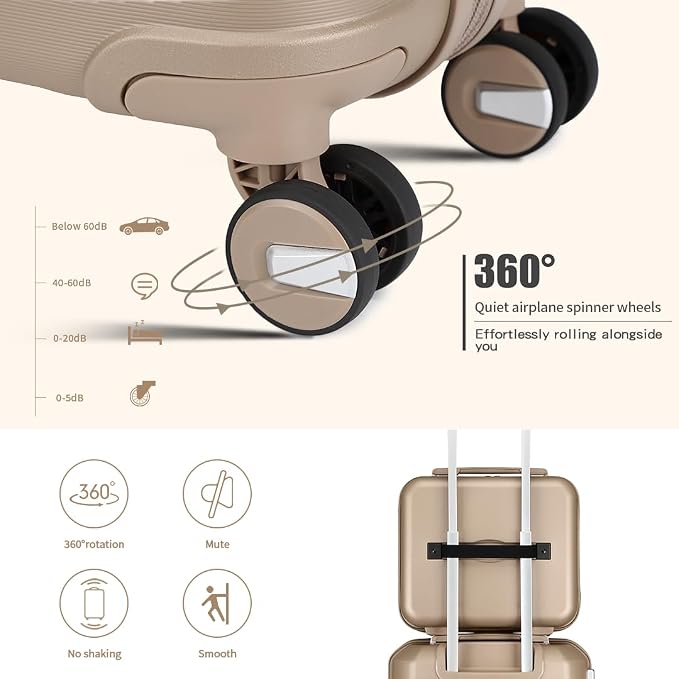 Somago Luggage Sets 4 Piece Lightweight Hardside Polypropylene Travel Suitcases with Double Spinner Wheels and TSA Lock,Noble Golden - Image 2
