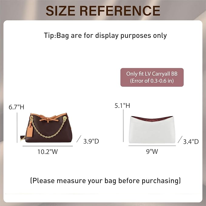 Doxo Purse Organizer Compatible with LV Carryall BB, Upgraded Lightweight Bag Insert with 9 Compartments, Custom Fit Inside Handbag Divider Shaper Accessories（White-Red, BB） - Image 2