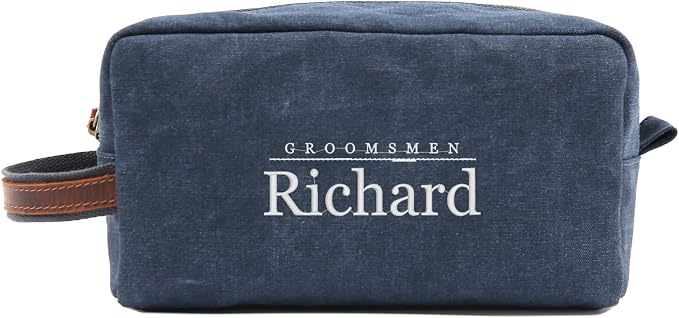 Personalized Toiletry Bag Embroidery Canvas Dopp Kit Custom Gift Monogrammed Shaving Bag With Zipper For Men And Women (Green) by ROCKCOW
