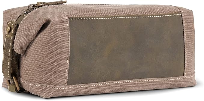 Londo Travel Toiletry Bag, Top-Grain Leather & Canvas Hanging Dopp Kit, Bathroom Case, & Makeup Organizer, Unisex - Image 2
