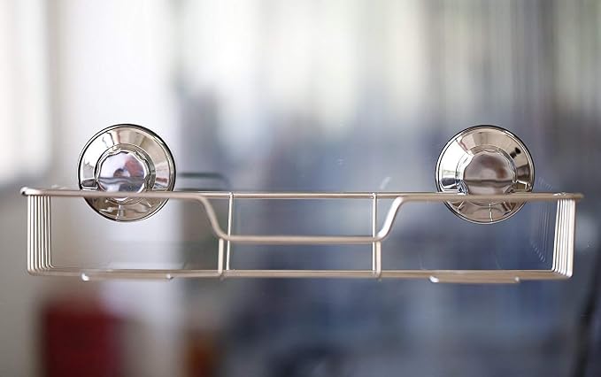SANNO Suction Cups Shower Caddy Soap Dish Holder for Large Shampoo Shower Gel Holder Bathroom Storage Bath Organizer Kitchen Storage Basket for Shampoo, Conditioner, Soap- Rustproof Stainless Steel - Image 3