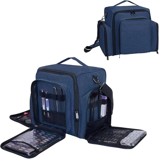 Nail Polish Organizer Case Hold 60 Bottles with 2 Detachable Bag,Blue | Portable Travel Storage Box Designed for Women's Nail Tools, Essential Oils and Cosmetics Sets by UOZL