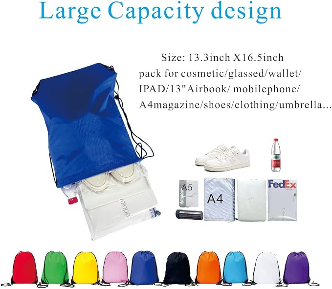 Drawstring Backpack Bulk 40 Packs Draw String Bags for Gym Sports Trip Pedestrianism Cinch Sack DIY for Women Men (white) - Image 4