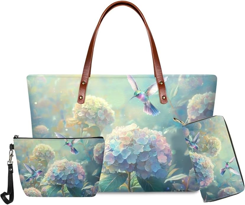 GIFTPUZZ Women Tote Bag Women Wallet Portable Cosmetic Bag for Women Bag Set 3 Pack PU Leather Bags with Zipper - Image 3