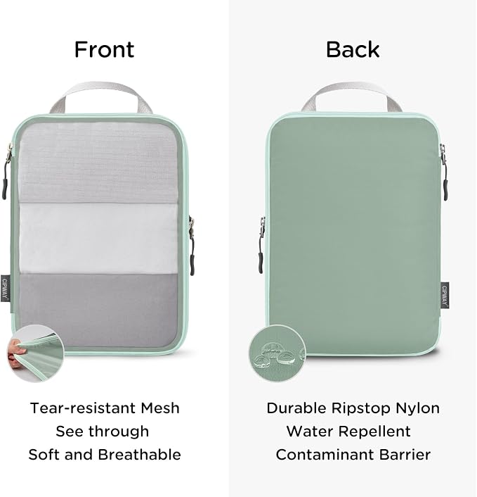 Cipway Compression Packing Cubes Mesh, Lightweight Luggage Organizer Bags with Laundry Bag,Toiletries Bag and Shoe Bag, Travel Essentials for Carry on Suitcase（8 Pcs,Sage Green） - Image 3