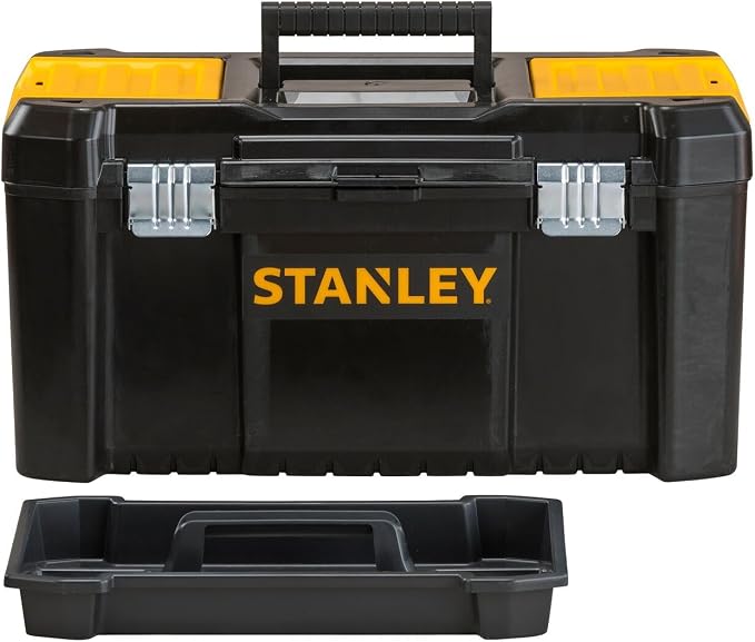 Stanley STST1-75521 Tool Box (19 Inches, 48.2 x 25.4 x 25 cm, Load up to 8 kg, Tool Box with Metal Clasps, Organiser with Removable Carrier, Robust Plastic Case) - Image 2