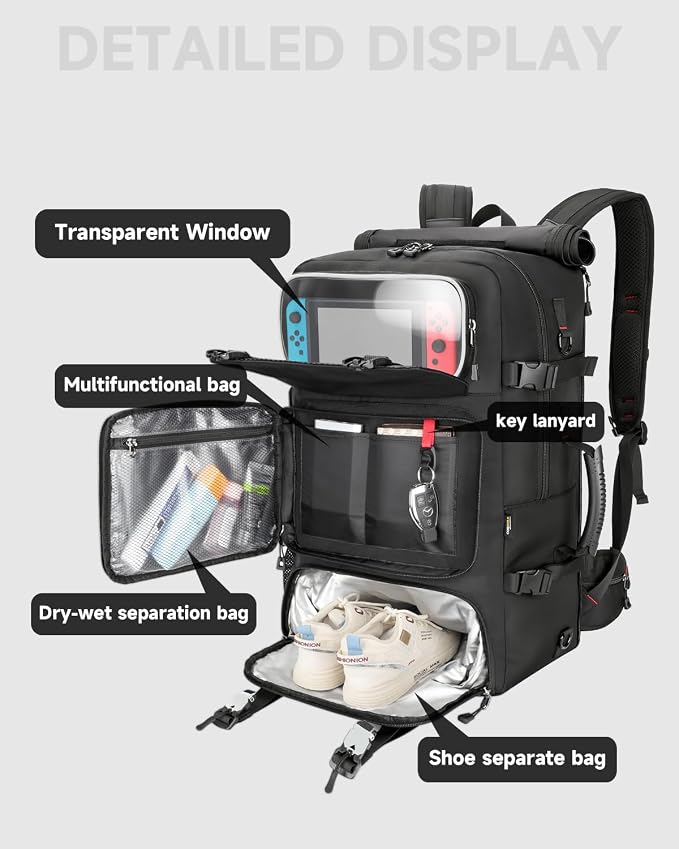 Travel backpack for men,60L Extra Large Carry on Backpack Durable Convertible Duffle Bag with Shoe Compartment Fit for 17 Inch Laptop for travel, camping,Weekender Hiking - Image 4