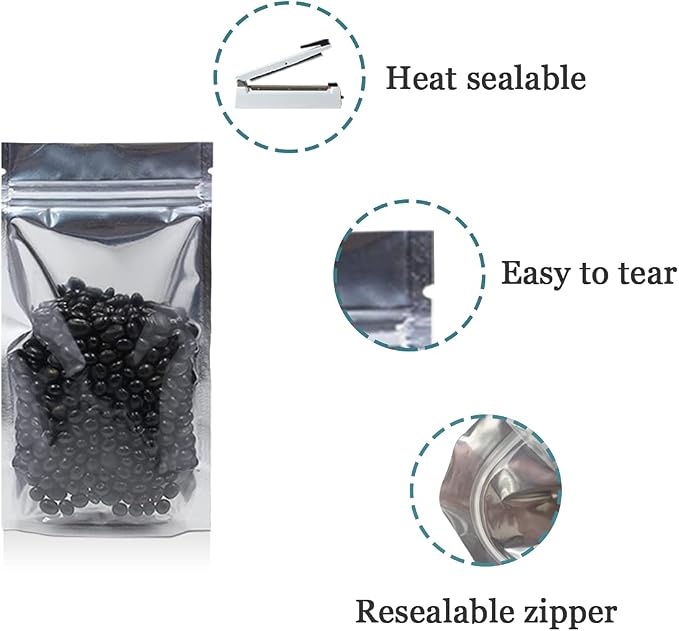 FERENLI 500 Pieces Stand Up Clear Zipper Lock Resealable Aluminum Mylar Foil Plastic Packaging Bag for Zip Heat Seal Package Lock with Tear Notch Long Term Food Storage 4.7x6.7 inch - Image 7