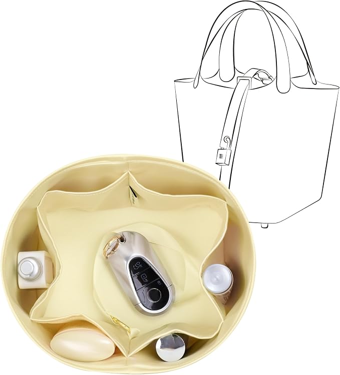 Fits for Picotin 18 Bag Insert, Premium Silk Purse Organizer Insert, Smooth Touch & Lightweight， Luxury Handbag Organizer with Gift Box Fits For Hermes(PC18,Jaune Poussin) by JLYZMoon