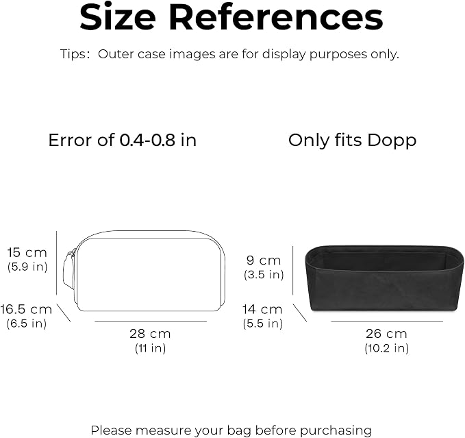 Handbag Organizer Compatible with LV Dopp Kit Toilet Pouch | Handcrafted DuPont™ Tyvek®, Matte Black Purse Organizer Insert, Precision 1:1 Custom Fit for Work, Travel & Daily Carry - Image 2