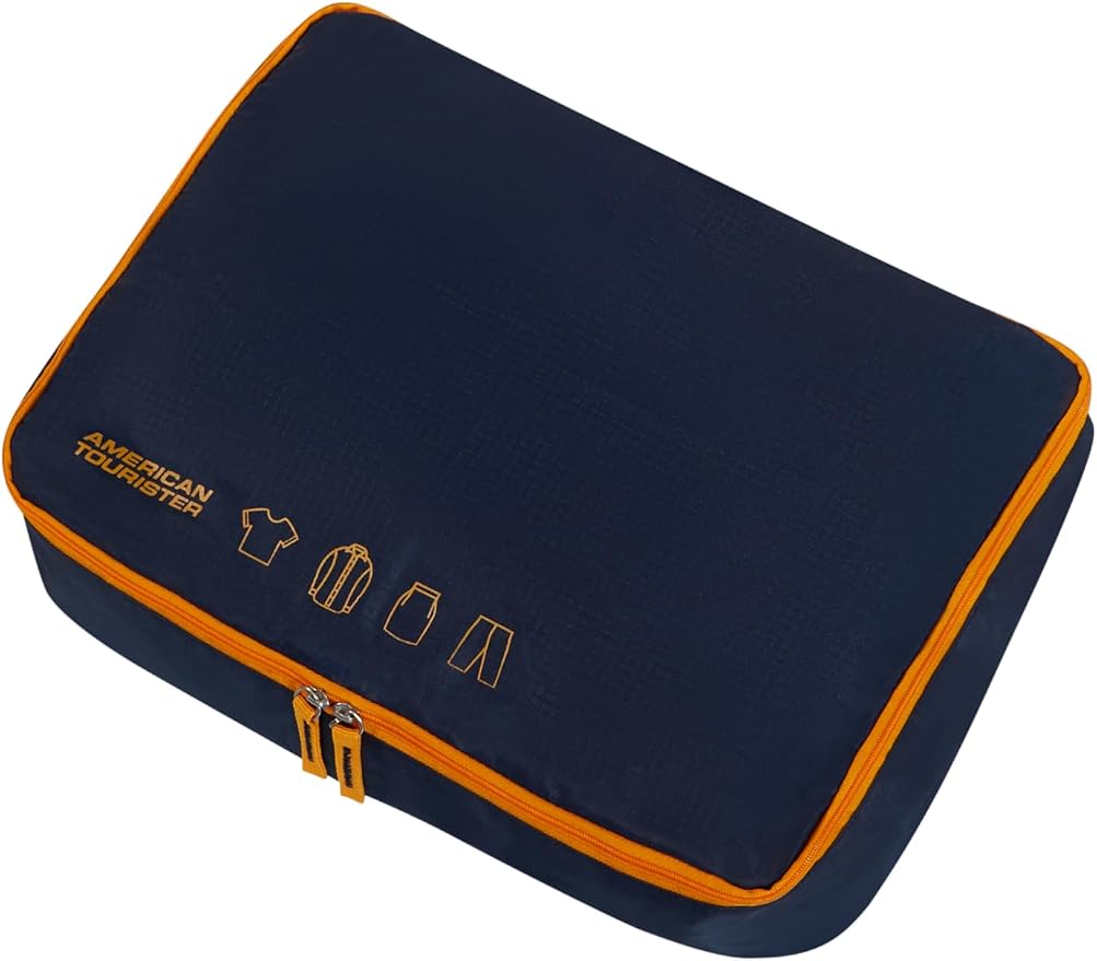 American Tourister Packing Cube Set 5 Pieces - Travel Organiser & Suitcase for Clothes, Shoes and Accessories, Luggage Organiser for Suitcases and Hand Luggage, Dark Blue/Orange - Image 5