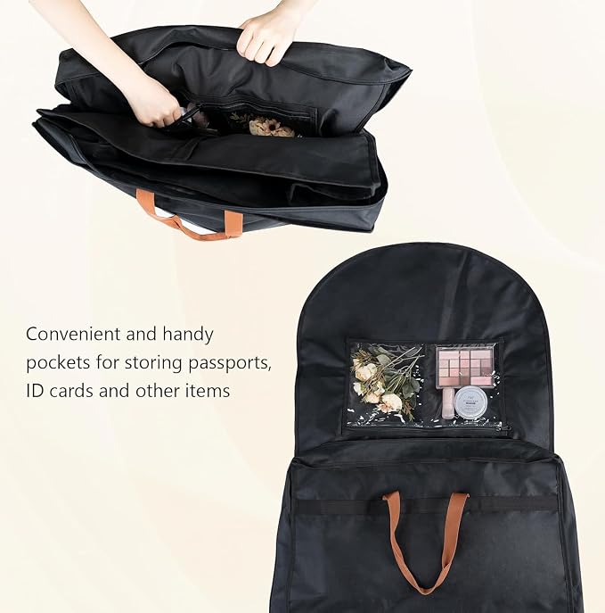 72" Wedding Dress Garment Bag-12" Inch Gusseted Wedding Dress/Suit Bag with Accessory Pockets, Perfect for Weddings, Business Trips (Fits Suits, Tuxedos, Formal Dresses) - Image 4