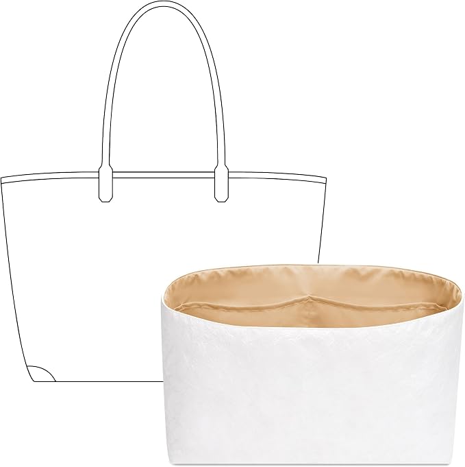 Tote Bag Organizer Insert for Artois MM Tote Handbags, Custom Fit Inside Premium Vanile Lightweight WaterResistant Purse Insert with Cup Holder Accessories by FANJIProject